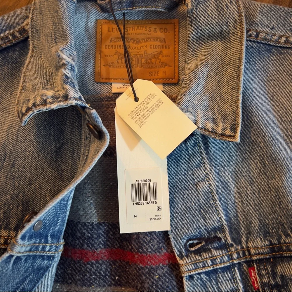 Levi's® Premium BLANKET BACK TRUCKER JACKET - BIG BLANKET DECONSTRUCTED - Blue - Picture 10 of 14